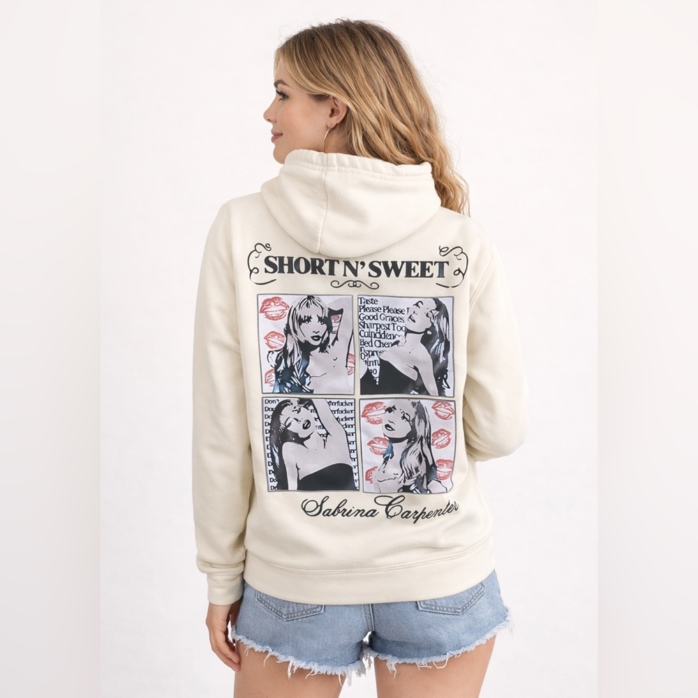 Sabrina Carpenter Graphic Hoodie Sweatshirt – Cream – Unofficial Fan Made-Small